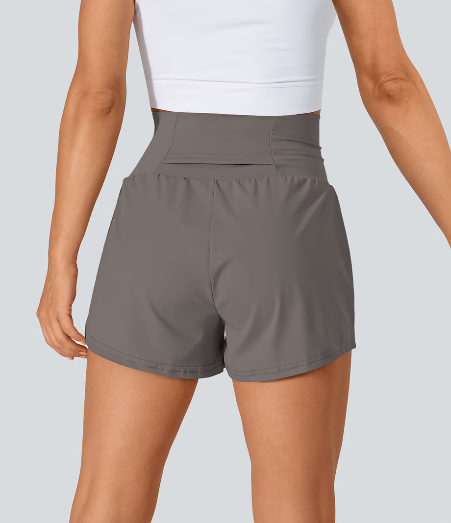 SoftlyZero™ Airy Super High Waisted 2-in-1 Cool Touch Yoga Shorts with Pockets - Steeple Gray