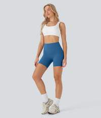 Halara UltraSculpt™ High Waisted Butt Lifting Tummy Control Pocket Shaping Training Biker Shorts 5'' - Vallarta Blue