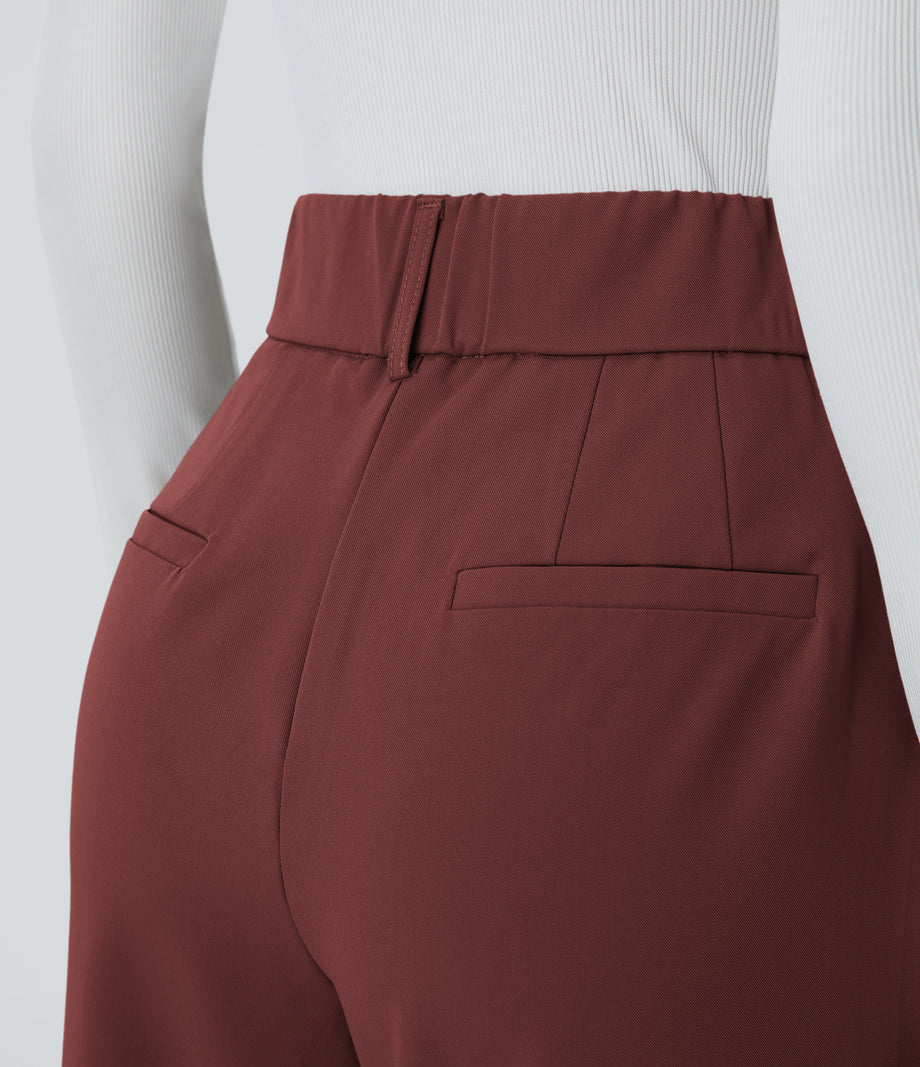 Halara Flex™ High Waisted Pocket Solid Work Tapered Pants - Biking Red