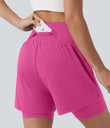 SoftlyZero™ Airy Super High Waisted 2-in-1 Cool Touch Yoga Shorts 7'' with Pockets - Fuchsia Fedora