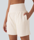 SoftlyZero™ Airy Super High Waisted 2-in-1 Cool Touch Yoga Shorts 7" with Pockets - Egret