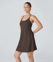 SoftlyZero™ Plush Backless Active Dress-Longer Length-Easy Peezy Edition - Chocolate Martini