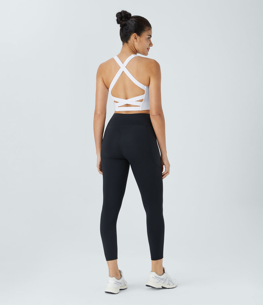 SoftlyZero™ Airy Square Neck Backless Crisscross Cropped Cool Touch Yoga Tank Top-UPF50+ - White