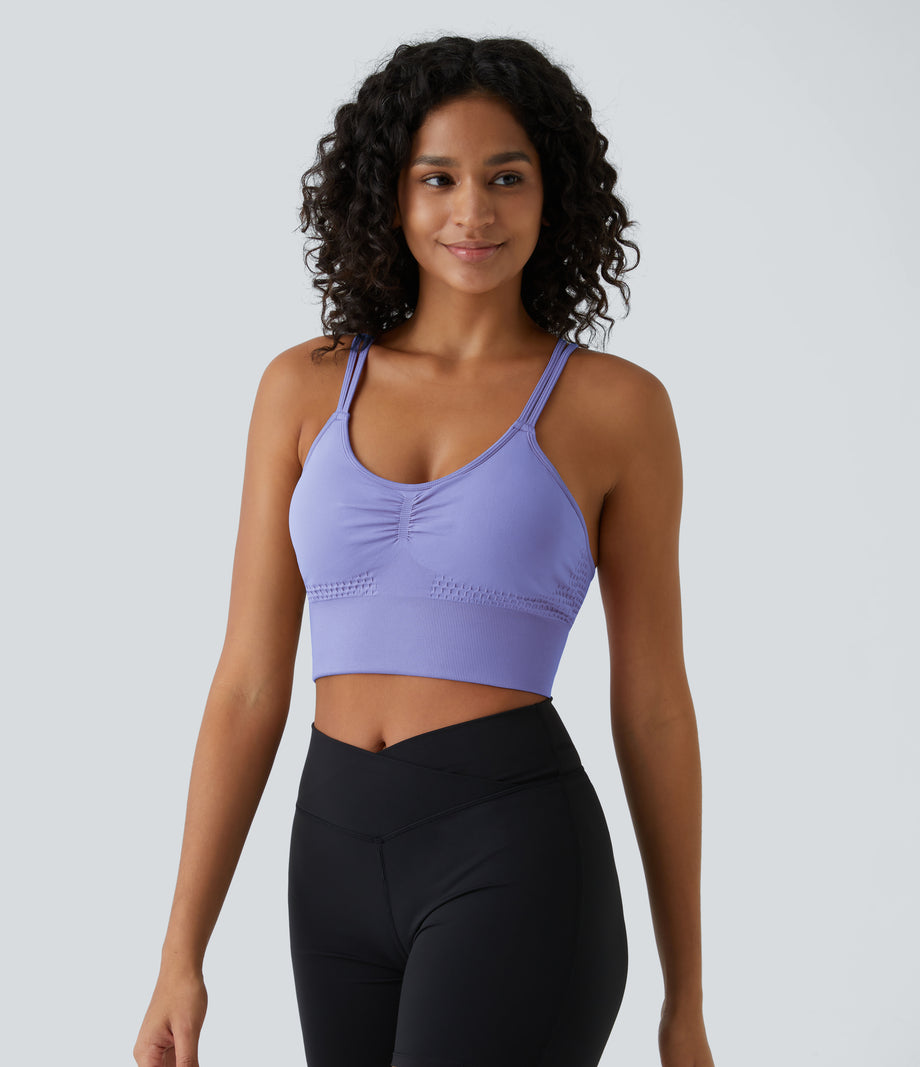 OneForm Seamless Flow Low Support Ruched Double Straps Sports Bra A-D Cups - Easter Egg