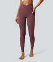 SoftlyZero™ Crossover Pocket Plain Leggings-UPF50+ - Red Mahogany