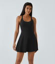 SoftlyZero™ Airy Backless Twisted Flare Low Support Dance Active Dress-Longer Length-Easy Peezy Edition A-D Cups - Black