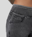 Halara Flex™ High Waisted Pockets Wide Leg Loose Work Jeans - Hemp Rope Black Denim