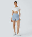 Breezeful™ Super High Waisted Curved Hem 2-in-1 Pocket Quick Dry Yoga Shorts 3.5'' - Angel Falls
