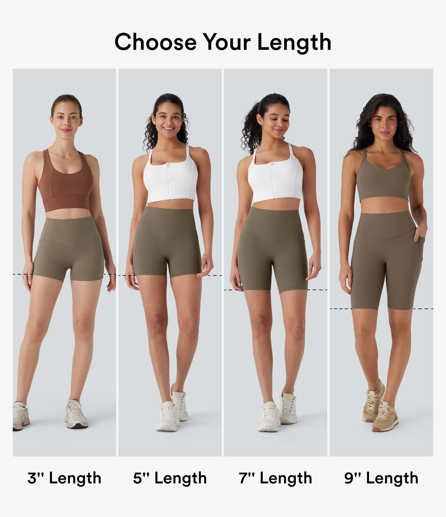 Halara UltraSculpt™ High Waisted Tummy Control Side Pocket Shaping Training Biker Shorts 5'' - Dawn Brown