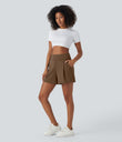 DayStretch High Waisted Work Baggy Shorts 4'' with Pockets - Bison