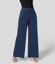 Halara Flex™ High Waisted Pockets Wide Leg Loose Work Jeans - Washed Denim Navy Blue