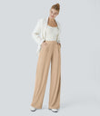 Halara Flex™ High Waisted Body Sculpt Waist-Slimming Pocket Wide Leg Micro Waffle Work Pants - Mellow Buff