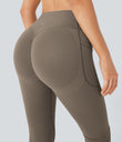 Halara UltraSculpt™ High Waisted Scrunch Butt Lifting Tummy Control Pocket Shaping Yoga Bootcut Leggings - Dawn Brown