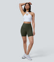 Halara UltraSculpt™ High Waisted Tummy Control Pocket Shaping Training Biker Shorts 7'' - Deep Woodland Green