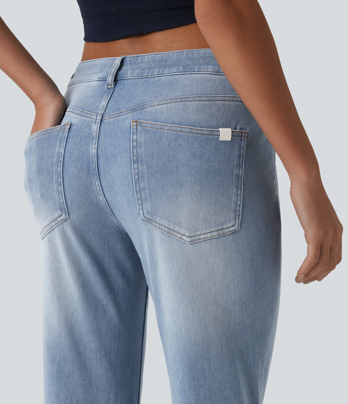 Halara Flex™ Low Rise Flare Washed Casual Jeans with Pockets - Light Blue – Glacier Light Blue