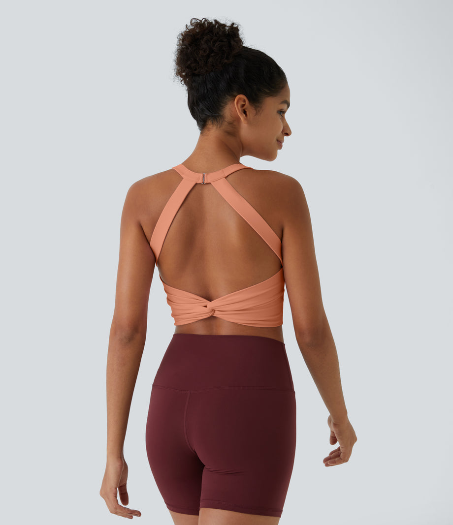 SoftlyZero™ Plush Cut Out Cropped Yoga Tank Top - Sun Baked
