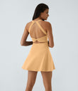 SoftlyZero™ Airy Backless Twisted Flare Low Support Dance Active Dress-Longer Length-Easy Peezy Edition A-D Cups - Sunburst