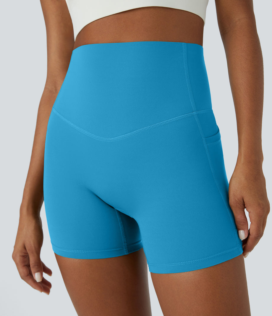 Halara UltraSculpt™ High Waisted Tummy Control Side Pocket Shaping Training Biker Shorts 5'' - Swim Cap