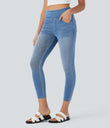 Halara Flex™ High Waisted Pockets Denim Casual Leggings - Tide Blue Denim