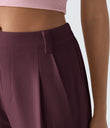 Mid Rise Pocket Barrel Leg Baggy Work Pants - Vineyard Wine