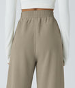High Waisted Pocket Straight Leg Baggy Mop Corduroy Casual Pants - Crockery