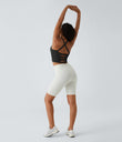 Crisscross Backless Built-in Bra Cropped Running Tank Top A-D Cups - Black
