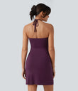 Halter Tie Back Mini Resort Dress with Pockets - Pickled Beet