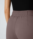 Halara Flex™ High Waisted Zipper Pocket Shirred Straight Leg Work Pants - Roselle Purple