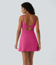 SoftlyZero™ Plush Double Straps 2-Piece Pocket Slip Dance Active Dress A-D Cups - Fuchsia Purple