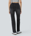 Halara Flex™ High Waisted Pockets Washed Casual Bootcut Jeans - Carbon Paint Denim