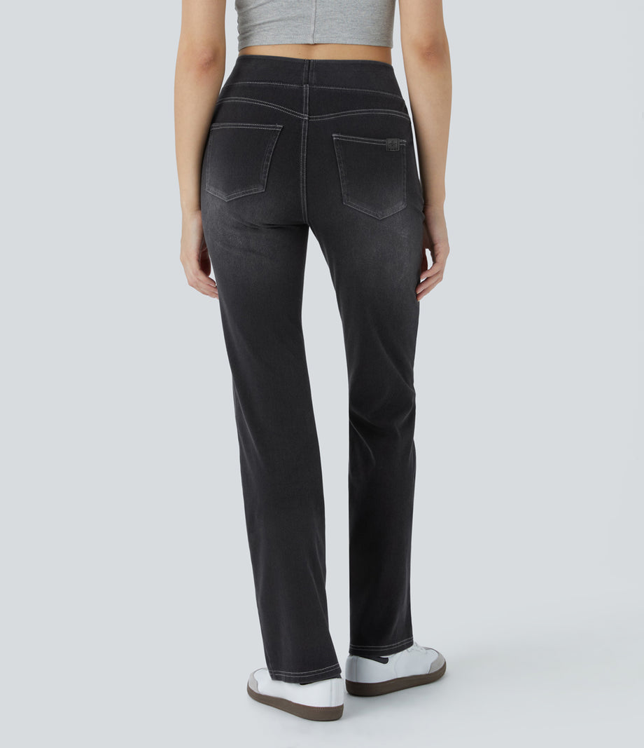 Halara Flex™ High Waisted Pockets Washed Casual Bootcut Jeans - Carbon Paint Denim