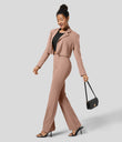 Halara Flex™ High Waisted Back Side Pocket Slight Flare Work Pants - Beaver Fur