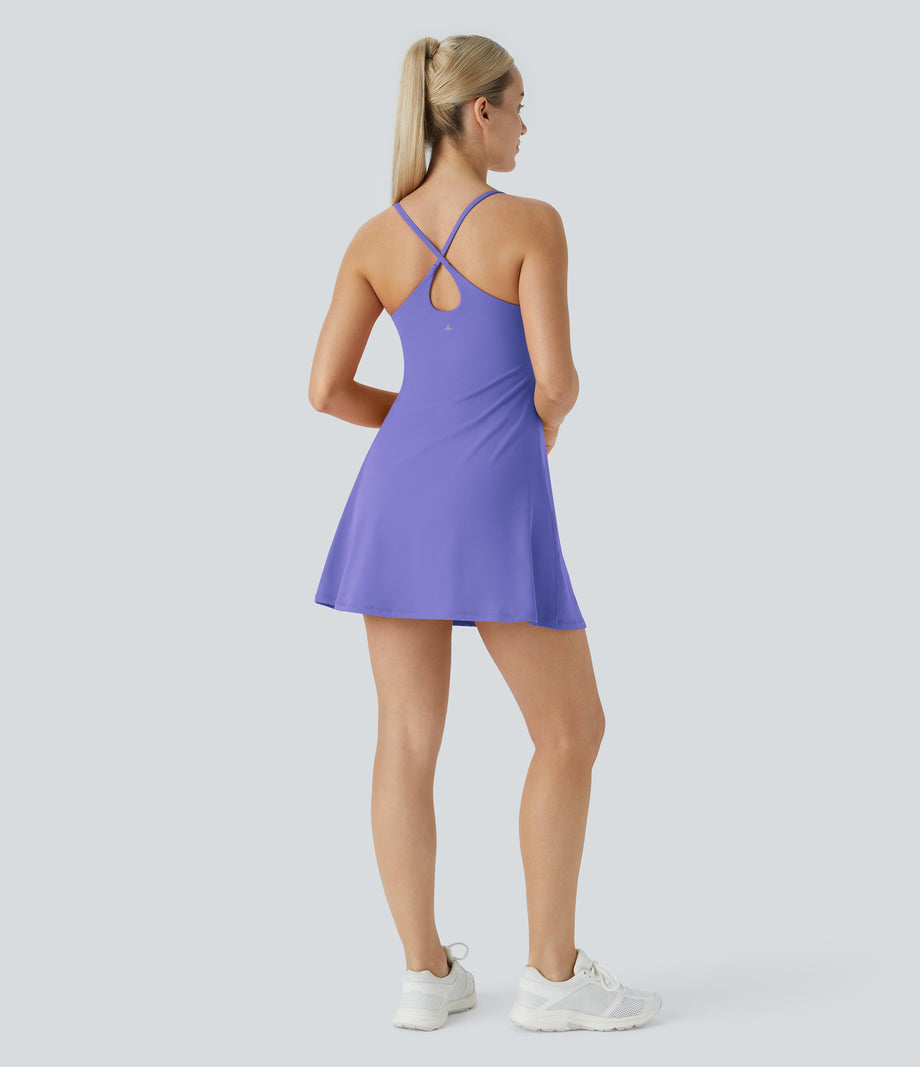 SoftlyZero™ Plush Backless Active Dress - Misty Lavender