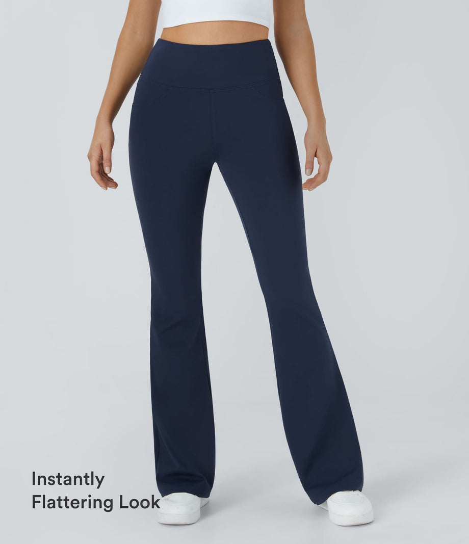DayStretch High Waisted Pocket Flare Yoga Leggings - Midnight Blue