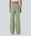 DayStretch High Waisted Pockets Straight Leg Casual Pants - Asparagus