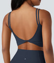 Halara UltraSculpt™ Double Straps Twisted Backless Cropped Yoga Tank Top - Carbon