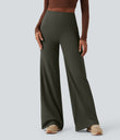 DayStretch High Waisted Tummy Control Wide Leg Baggy Yoga Pants with Pockets - Forest Night