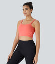 Double Straps Cropped Yoga Tank Top - Fusion Coral