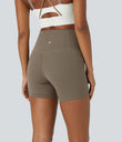 Halara UltraSculpt™ High Waisted Tummy Control Side Pocket Shaping Training Biker Shorts 5'' - Dawn Brown