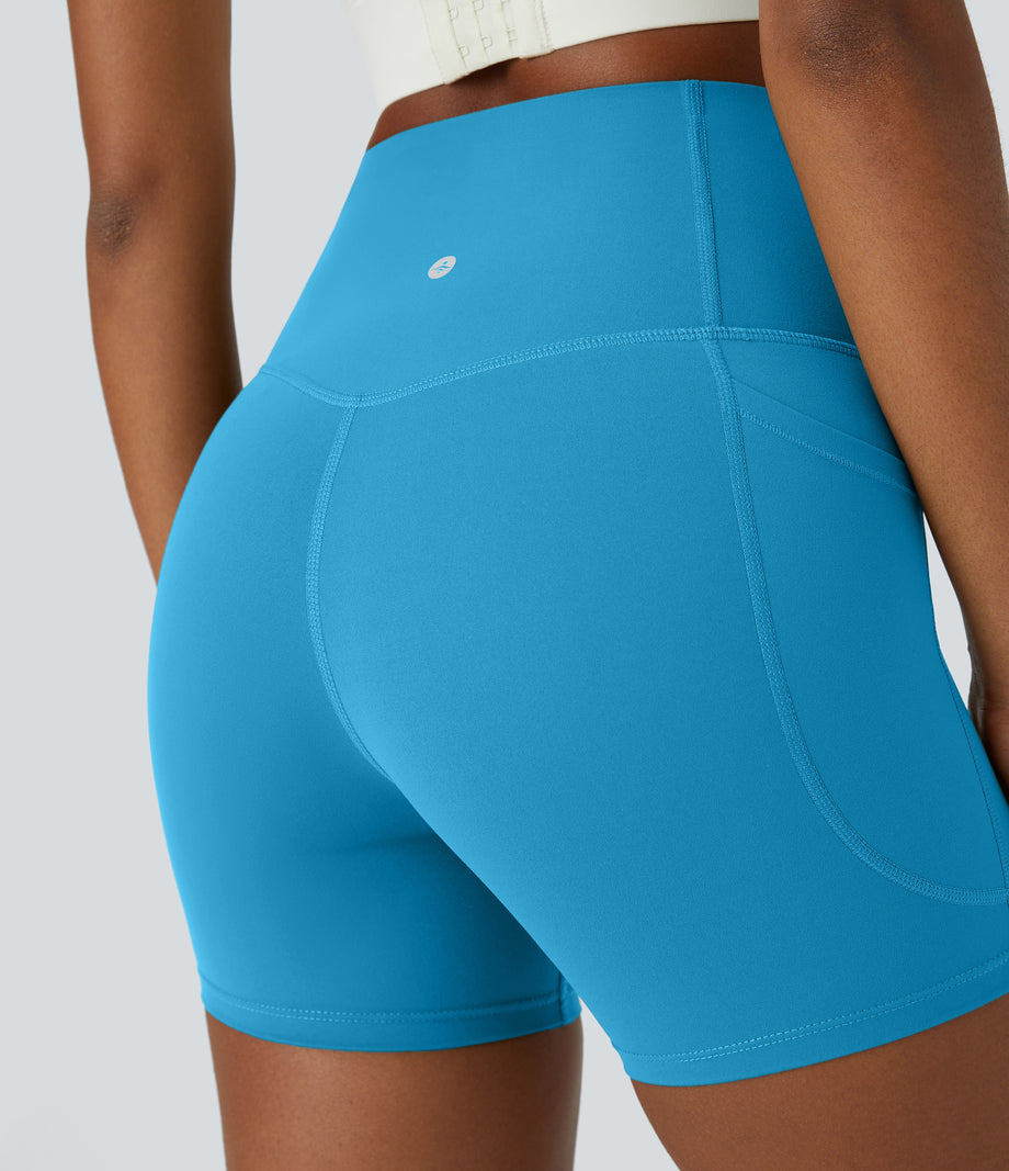 Halara UltraSculpt™ High Waisted Tummy Control Side Pocket Shaping Training Biker Shorts 5'' - Swim Cap