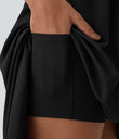 Breezeful™ High Low 2-Piece Pocket Flowy Midi Quick Dry Casual Dress - Black