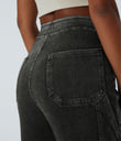 Halara Flex™ Mid Rise Pockets Straight Leg Casual Cargo Jeans - Hemp Rope Black Denim