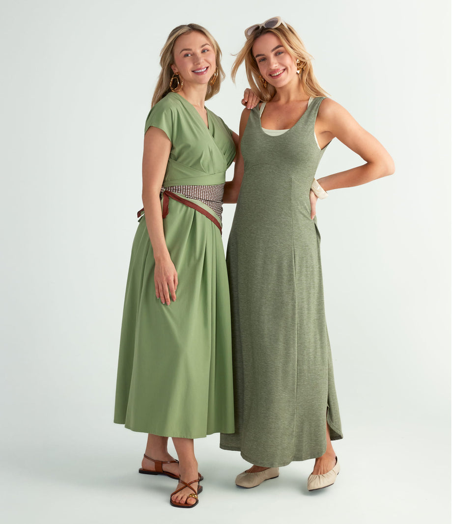 U Neck Flowy Maxi Casual Tank Dress - Light Green Floral Yarn