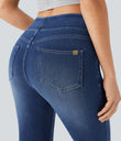 Halara Flex™ High Waisted Pockets Washed Casual Bootcut Jeans - Frost Blue Denim