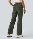 Mid Rise Zipper Pocket Corduroy Casual Pants - Rifle Green
