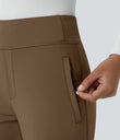 Halara Flex™ DayStretch Mid Rise Side Zipper Pocket Work Flare Pants - Sepia