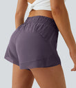 Mid Rise Drawstring Contrast Mesh 2-in-1 Flowy Running Shorts 3'' - Navy Cosmos