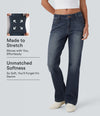 Halara Flex™ Low Rise Zipper Pockets Washed Casual Bootcut Jeans - Forest Blue Denim