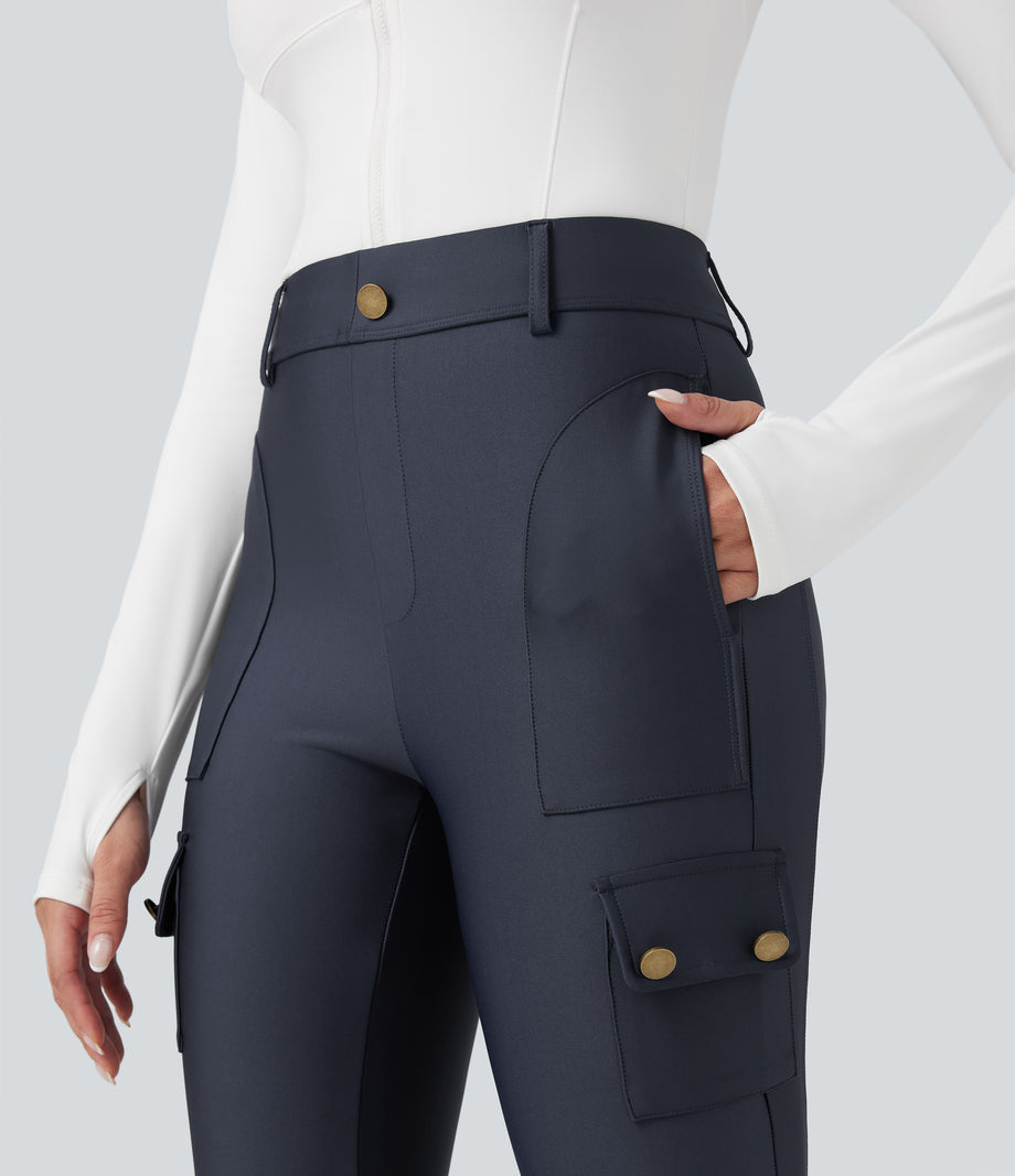High Waisted Sheen 7/8 Leggings with Pockets - Blue Nights