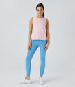 Cut Out Crossover Hem Solid Yoga Tank Top - Pale Lilac